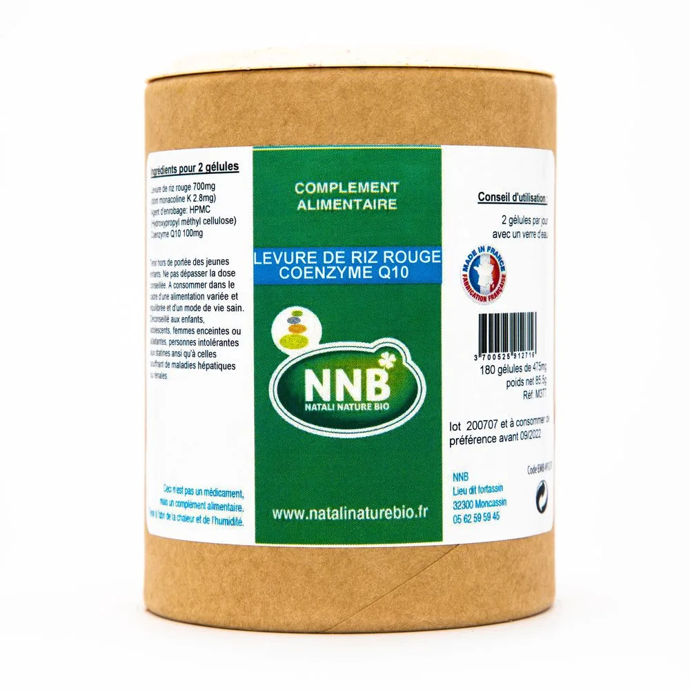 Pot Levure de Riz Rouge et Coenzyme Q10 - complément alimentaire - Natali Nature Bio