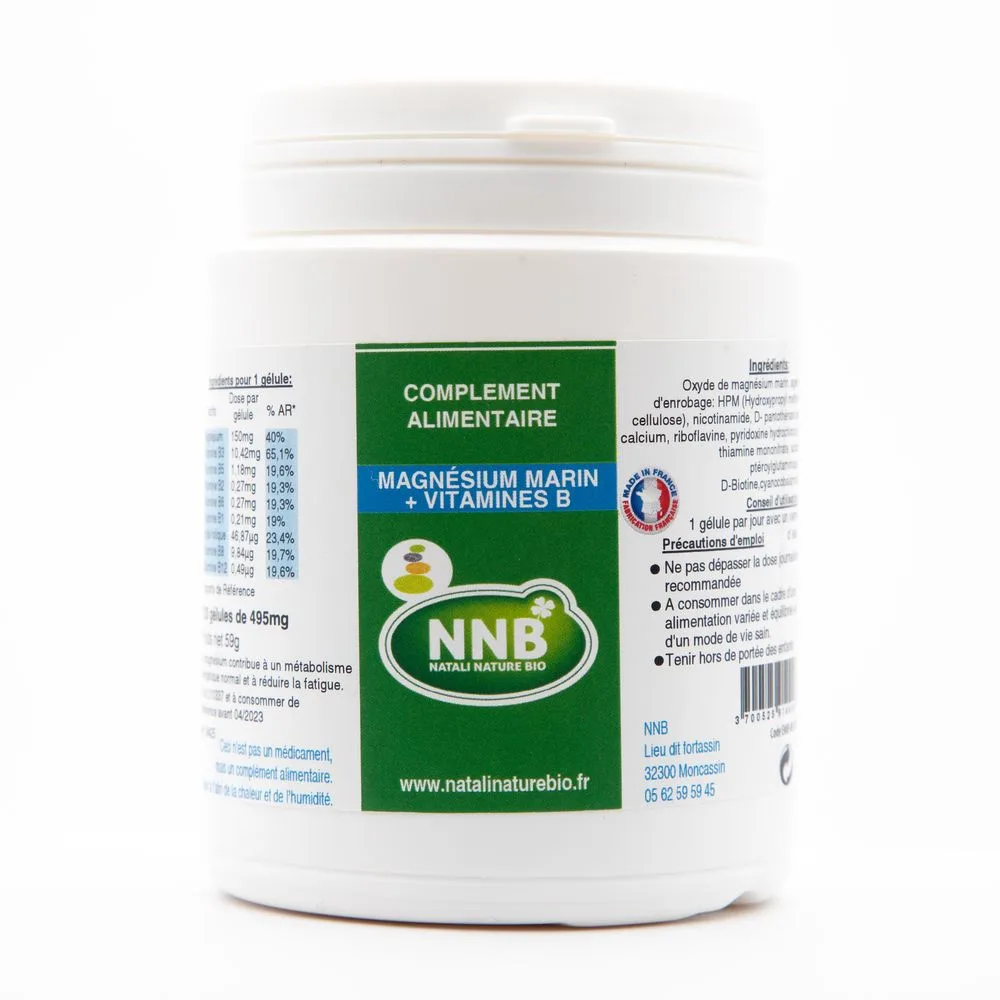 Pot Magnésium Marin plus Vitamine B - complément alimentaire - Natali Nature Bio