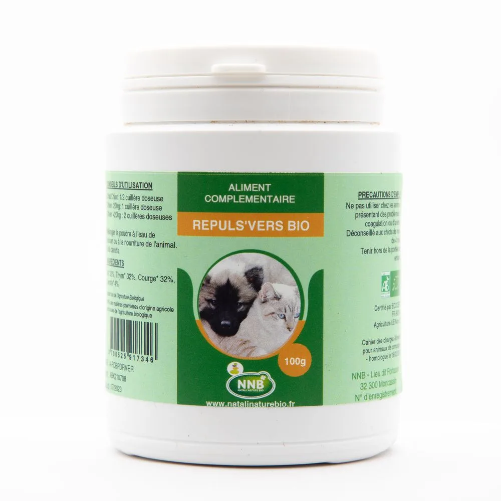 Pot Repuls'Vers BIO - complément alimentaire pour animaux - Natali Nature Bio