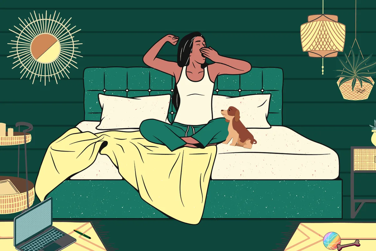 Image d'une personne qui se réveille - illustration de l'article Bien Dormir - Natali Nature Bio